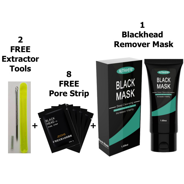 1 Charcoal Mask, 2 Blackhead Removal Tools, 8 Pore Strips, Great For Removing Blackheads Acne On Fac